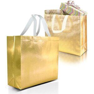Large Gold Gift Bags– Set of 15 Gold Reusable Gift Bags With Handles - Gift Bags